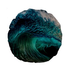 Tsunami Waves Ocean Sea Water Rough Seas 2 Standard 15  Premium Round Cushions