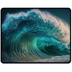 Tsunami Waves Ocean Sea Water Rough Seas 2 Fleece Blanket (medium) by Ravend