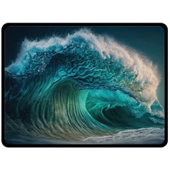 Tsunami Waves Ocean Sea Water Rough Seas 2 Fleece Blanket (large) by Ravend