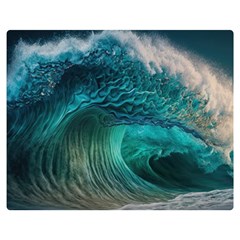 Tsunami Waves Ocean Sea Water Rough Seas 2 Premium Plush Fleece Blanket (Medium)