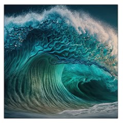 Tsunami Waves Ocean Sea Water Rough Seas 2 Square Satin Scarf (36  x 36 )