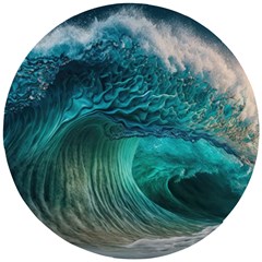 Tsunami Waves Ocean Sea Water Rough Seas 2 Wooden Puzzle Round