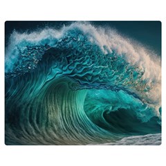 Tsunami Waves Ocean Sea Water Rough Seas 2 One Side Premium Plush Fleece Blanket (medium) by Ravend