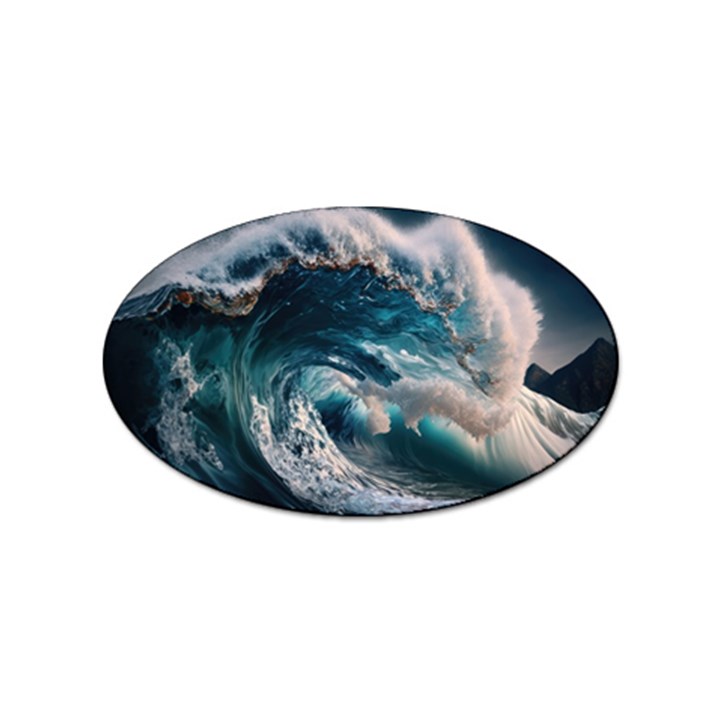 Tsunami Waves Ocean Sea Water Rough Seas 5 Sticker Oval (10 pack)