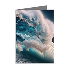 Tsunami Waves Ocean Sea Water Rough Seas 5 Mini Greeting Card by Ravend