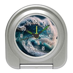 Tsunami Waves Ocean Sea Water Rough Seas 5 Travel Alarm Clock by Ravend