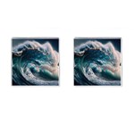 Tsunami Waves Ocean Sea Water Rough Seas 5 Cufflinks (Square) Front(Pair)