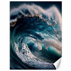 Tsunami Waves Ocean Sea Water Rough Seas 5 Canvas 36  X 48  by Ravend