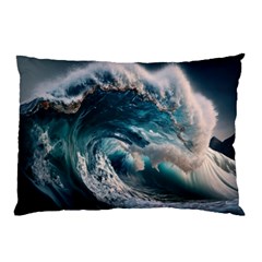 Tsunami Waves Ocean Sea Water Rough Seas 5 Pillow Case by Ravend