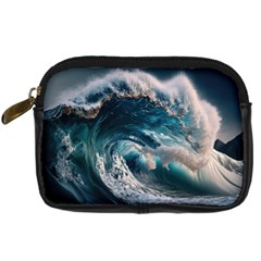 Tsunami Waves Ocean Sea Water Rough Seas 5 Digital Camera Leather Case by Ravend