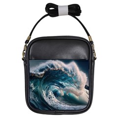 Tsunami Waves Ocean Sea Water Rough Seas 5 Girls Sling Bag by Ravend