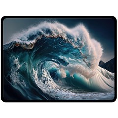 Tsunami Waves Ocean Sea Water Rough Seas 5 One Side Fleece Blanket (large) by Ravend