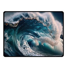 Tsunami Waves Ocean Sea Water Rough Seas 5 One Side Fleece Blanket (small) by Ravend