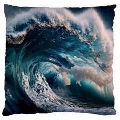 Tsunami Waves Ocean Sea Water Rough Seas 5 Large Cushion Case (one Side) by Ravend