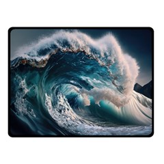 Tsunami Waves Ocean Sea Water Rough Seas 5 Fleece Blanket (small) by Ravend