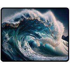 Tsunami Waves Ocean Sea Water Rough Seas 5 Fleece Blanket (medium) by Ravend