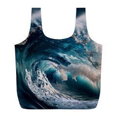 Tsunami Waves Ocean Sea Water Rough Seas 5 Full Print Recycle Bag (l) by Ravend