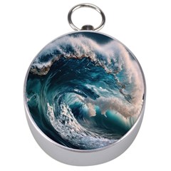 Tsunami Waves Ocean Sea Water Rough Seas 5 Silver Compasses by Ravend