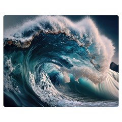 Tsunami Waves Ocean Sea Water Rough Seas 5 Premium Plush Fleece Blanket (medium) by Ravend