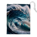 Tsunami Waves Ocean Sea Water Rough Seas 5 Drawstring Pouch (4XL) Front