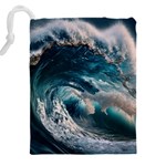 Tsunami Waves Ocean Sea Water Rough Seas 5 Drawstring Pouch (4XL) Back