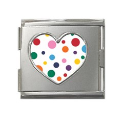 Polka Dot Mega Link Heart Italian Charm (18mm) by 8989