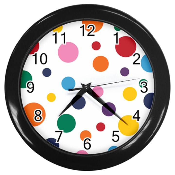 Polka Dot Wall Clock (Black)