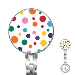 Polka Dot Stainless Steel Nurses Watch