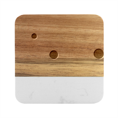 Polka Dot Marble Wood Coaster (square)