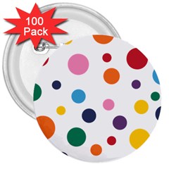 Polka Dot 3  Buttons (100 Pack) 