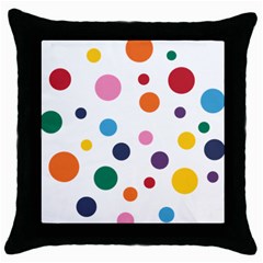 Polka Dot Throw Pillow Case (black) by 8989