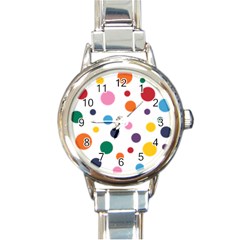 Polka Dot Round Italian Charm Watch by 8989