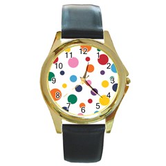 Polka Dot Round Gold Metal Watch