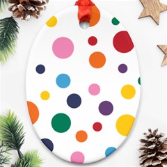 Polka Dot Oval Ornament (two Sides) by 8989