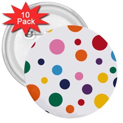 Polka Dot 3  Buttons (10 Pack) 