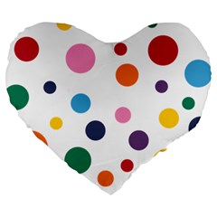 Polka Dot Large 19  Premium Flano Heart Shape Cushions by 8989