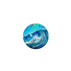 Tsunami Waves Ocean Sea Nautical Nature Water Painting 1  Mini Buttons by Ravend