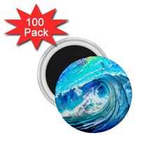 Tsunami Waves Ocean Sea Nautical Nature Water Painting 1 75  Magnets (100 Pack)  by Ravend