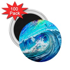 Tsunami Waves Ocean Sea Nautical Nature Water Painting 2 25  Magnets (100 Pack)  by Ravend