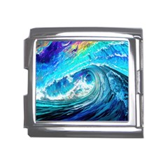 Tsunami Waves Ocean Sea Nautical Nature Water Painting Mega Link Italian Charm (18mm)