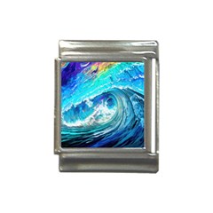 Tsunami Waves Ocean Sea Nautical Nature Water Painting Italian Charm (13mm) by Ravend