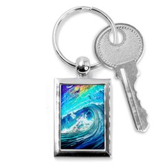 Tsunami Waves Ocean Sea Nautical Nature Water Painting Key Chain (rectangle) by Ravend