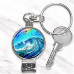 Tsunami Waves Ocean Sea Nautical Nature Water Painting Nail Clippers Key Chain Front