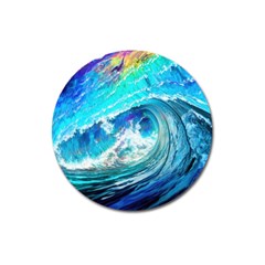 Tsunami Waves Ocean Sea Nautical Nature Water Painting Magnet 3  (round) by Ravend