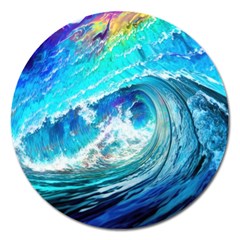 Tsunami Waves Ocean Sea Nautical Nature Water Painting Magnet 5  (round) by Ravend