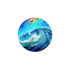 Tsunami Waves Ocean Sea Nautical Nature Water Painting Golf Ball Marker by Ravend