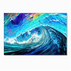 Tsunami Waves Ocean Sea Nautical Nature Water Painting Postcard 4 x 6  (pkg Of 10) by Ravend