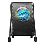 Tsunami Waves Ocean Sea Nautical Nature Water Painting Pen Holder Desk Clock Front