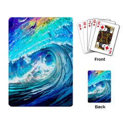 Tsunami Waves Ocean Sea Nautical Nature Water Painting Playing Cards Single Design (rectangle) by Ravend