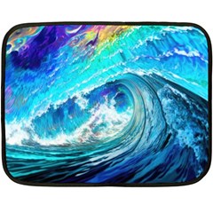 Tsunami Waves Ocean Sea Nautical Nature Water Painting Fleece Blanket (mini) by Ravend